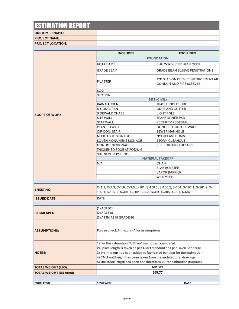 Rebar Estimation